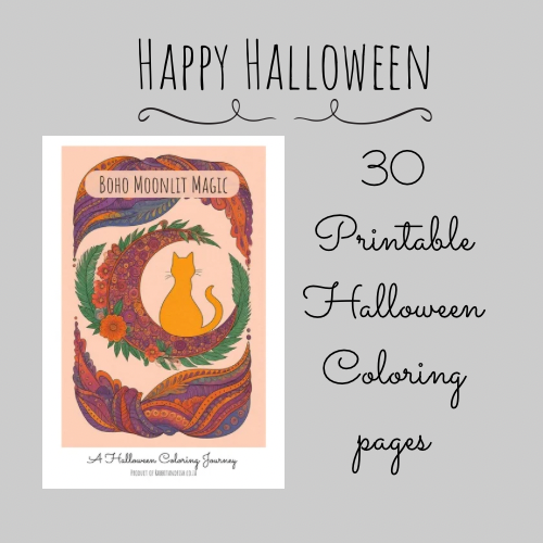 30 Page Boho Halloween Coloring Book